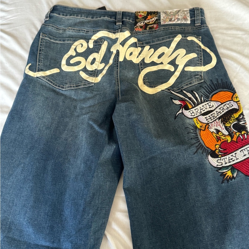 Ed Hardy Denim Shorts with Bold Graphic